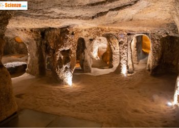 Uno scorcio dei resti della città sotterranea a più livelli in Cappadocia, Turchia