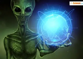 Rappresentazione di un alieno verde umanoide